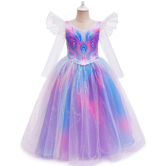 Robe de Sorcière pour Filles Halloween à Manches Longues Tenues de Cosplay