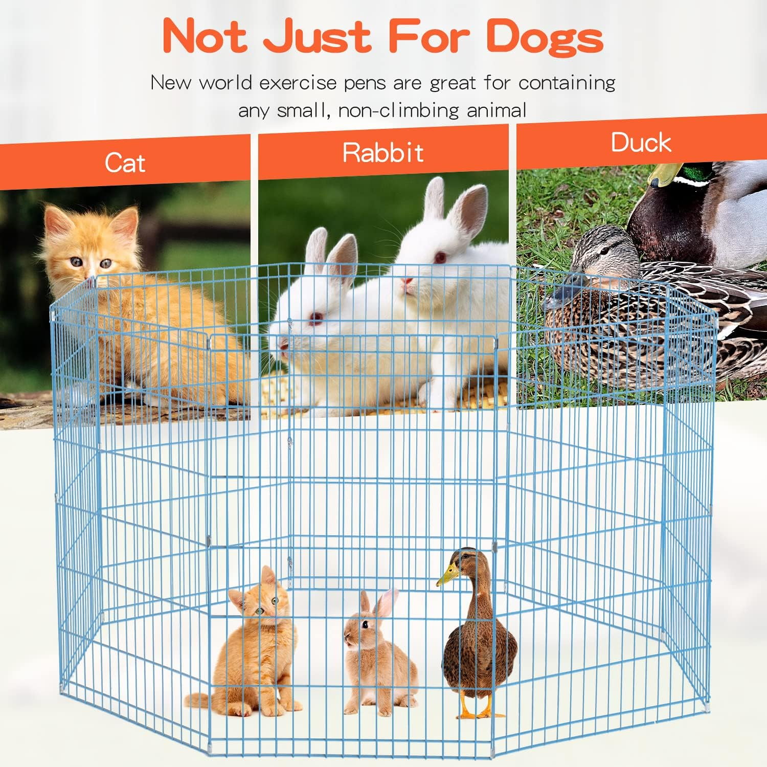 Bestpet blue Dog Playpen Crate Fence Exercise Cage, 8 pan, 36"