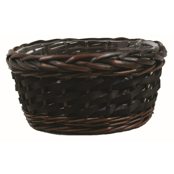 Mahogany Colored Round Wicker Basket