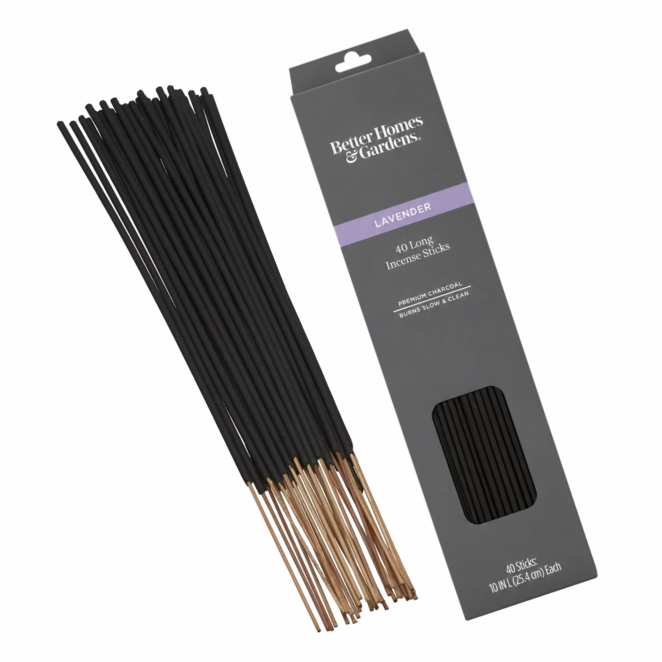 (3 pack) Better Homes & Gardens 10” Premium Charcoal Incense Sticks, Lavender, 40 Pack