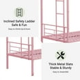 thumbnail image 6 of SYNAGR Twin Bunk Beds with Safety Guardrail & Flat Ladder, Convertible Trundle Metal Bunk Bed Frame, Teens Bed for Dorm/Guest Room, Space-Saving Pink Frame, No Box Spring Required, 6 of 7