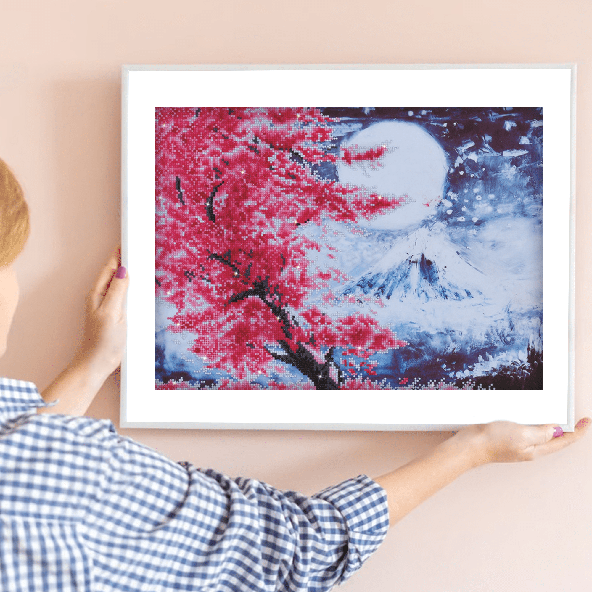 Diamond Dotz Cherry Blossom Mountain Floral Diamond Painting Kits for Adults - Diamond Art Kits a Relaxing Creative Craft Kit with Dotz Gems 20.5x15