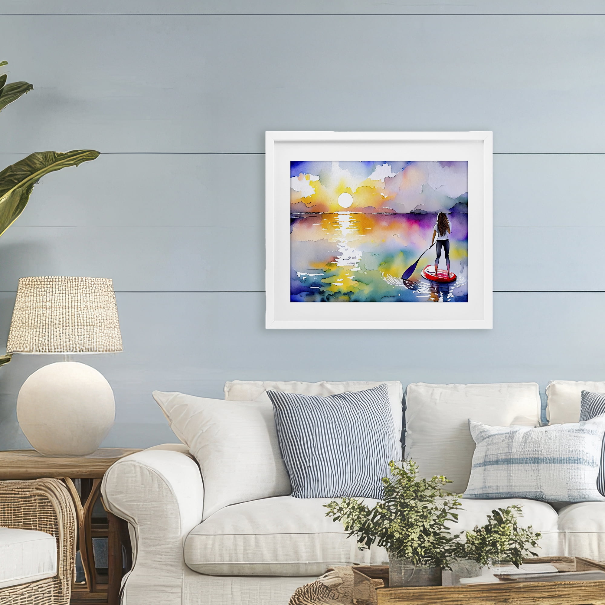 Stupell Industries Sunset Paddle Drift White Framed Print Under Glass, design by Shelly Craig