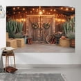 thumbnail image 5 of Western Cowboy Backdrop Western Party Decorations Wild West Vintage Wooden Rustic Wooden House Barn Photography Background for Kids Boy Children Boy Baby Birthday Banner Photo Booth, 5 of 5