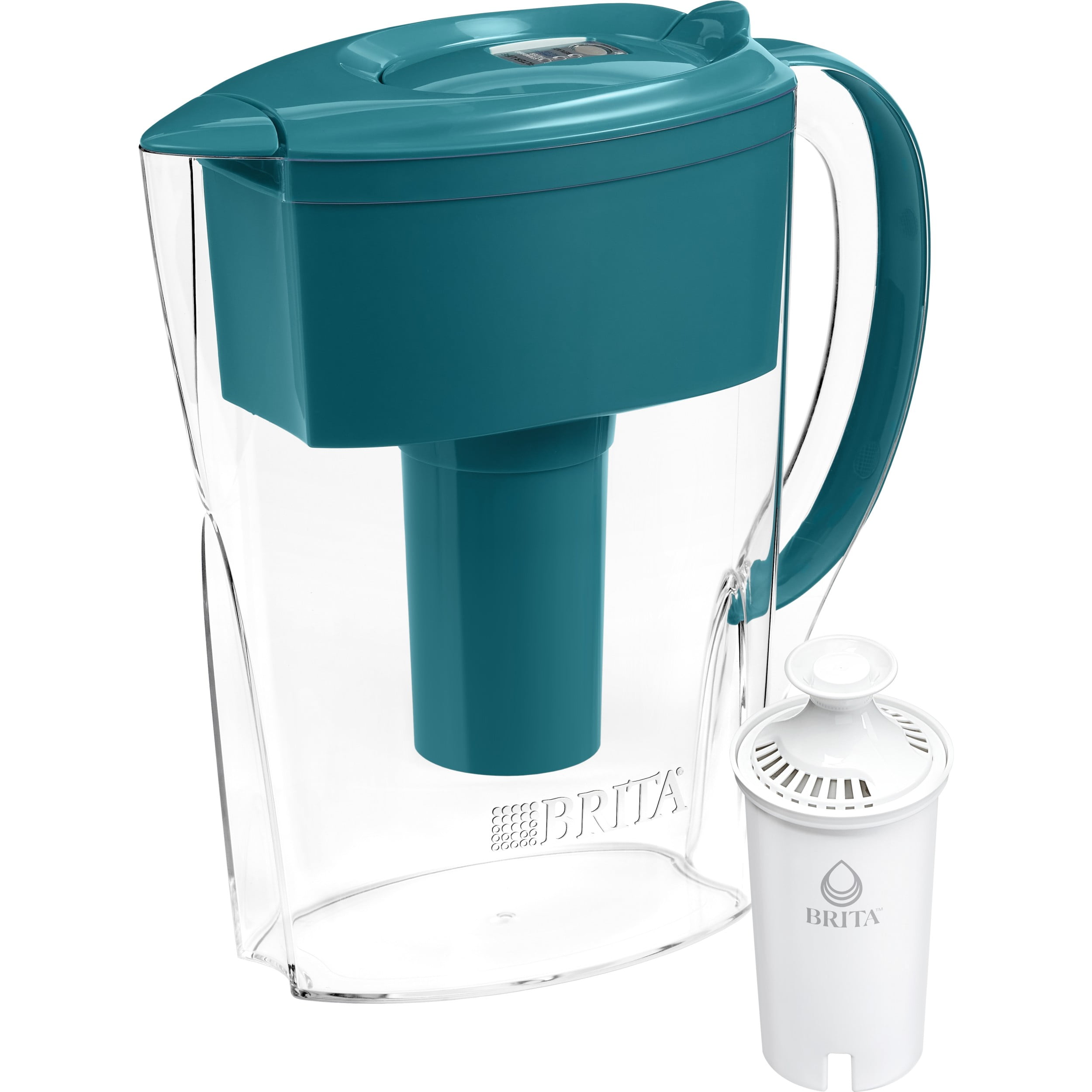 Brita Small 6 Cup Space Saver Water Filter Pitcher with 1 Standard Filter, Space Saver, Turquoise