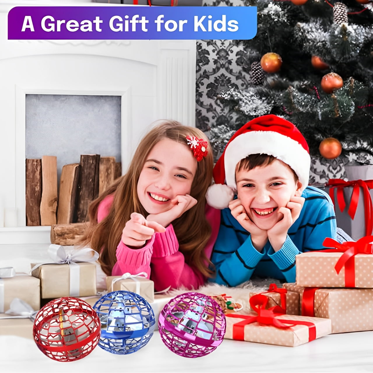 2PCS Flying Orb Ball, Magic Hover Spinner with Dazzling Lights, Hand Controlled Mini Drone Cosmic Globe Spinning, Cool Stuff for Boys Girls Teens Indoor Outdoor