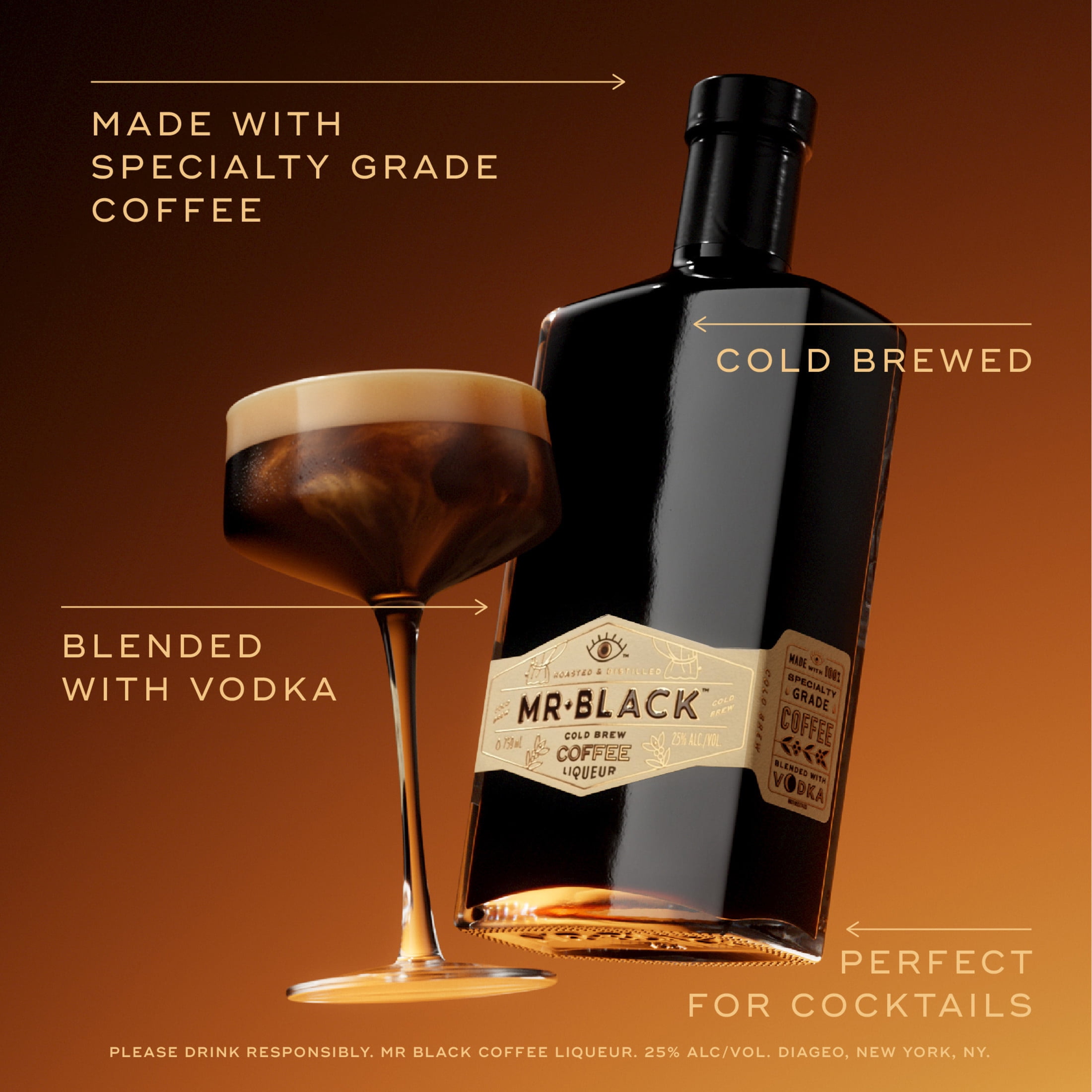 Mr Black Cold Brew Coffee Liqueur (Made with Vodka), 750 mL, 25