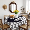 thumbnail image 3 of Black Nautical Anchor Table Cloth Waterproof Tablecloths, Gray Stripe Modern Wavy Lines Tablecloth Dining Table Cover for Kitchen Party Tabletop Outdoor, Square Tablecloth 54x54 Inch, 3 of 9