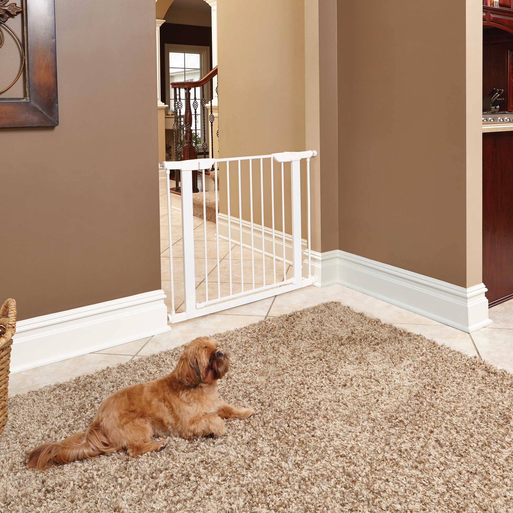 MidWest Homes for Pets 29" Steel Walk-Thru Dog Gate, White