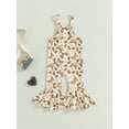 thumbnail image 2 of Bagilaanoe Toddler Baby Girl Jumpsuit Sleeveless  Pumpkin/Rugby/Butterfly Print Romper Overalls 12M 18M 24M 3T 4T 5T Kids Long Flare Pants Party Casual Outfits, 2 of 8