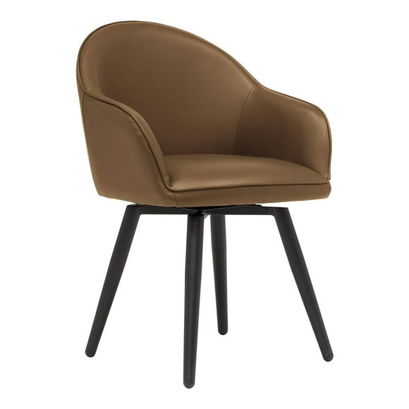 Studio Designs Home Dome Swivel Office/Dining Leather Accent Chair, Brown