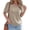 Khaki, variant on Short Sleeve Summer V Neck Women Solid Casual Tee Shirt with Pocket