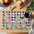 thumbnail image 2 of Easter Bunny Gnomes Placemats Set of 4, Spring Easter Eggs Floral Black Plaid Placemats for Dining Table, Place Mats for Kitchen Tabletop, Waterproof Wipeable Dining Table Mats Set, 2 of 9