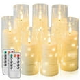 thumbnail image 1 of Liomus Flickering Flameless Candles, LED Pillar Canldes with String Light,Battery Operated Remote Control Timer Flameless Candles for Wedding Ch, 1 of 9