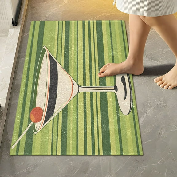 Yayeee Bath Rug for Bathroom Floor Non Slip Rectangle Fluffy Soft Absorbent Mat, 16"x24", Black Martini