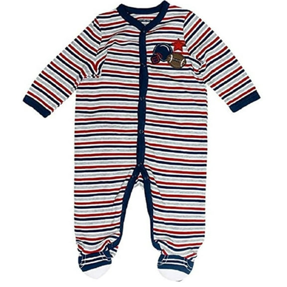Little Me One Piece Sleeper for Baby Boys (Navy/Grey - 6 Months)