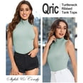 thumbnail image 4 of QRIC Women Sleeveless Mock Turtleneck Shirts Ribbed Fitted Slim Fit Tank Top, S-XL, 4 of 5