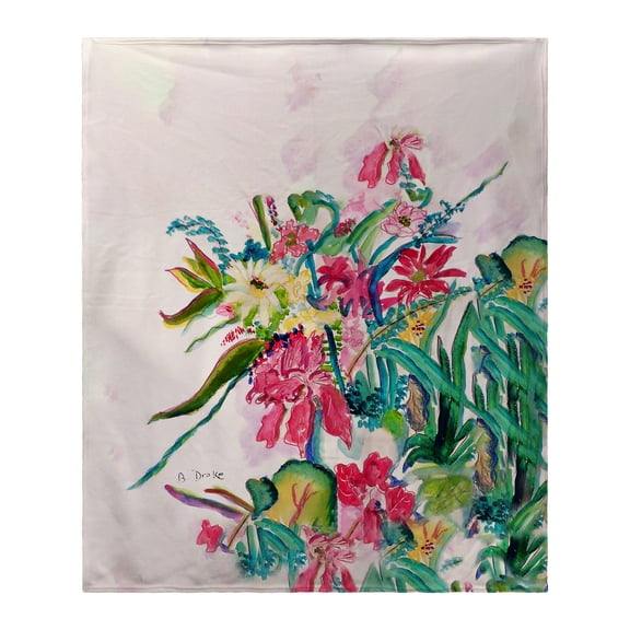 Betsy Drake Multi Floral Fleece Blanket