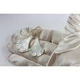 thumbnail image 3 of 14k Gold Filled Earrings White Carved Wide Fan Leaf Shape MOP Drops Designed for Adult Women, 3 of 5