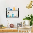thumbnail image 4 of 2 Tiers Floating Wall Mounted Shelves Rustic Wood Storage Hanging Shelf for Kitchen, Bathroom, 4 of 5