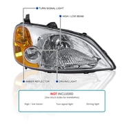 Spec-D Tuning Chrome Housing Clear Lens Headlights Compatible with 2001-2003 Honda Civic LX EX L+R Pair Head Light Lamp Assembly
