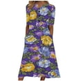 thumbnail image 2 of Jusqu'à 65 % de Réduction! Robes d'Été Mode pour Femmes 2024 Grande Taille Décontractée Manches Courtes Col en V Robe Imprimée Robe Ample, 2 of 5