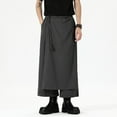 thumbnail image 6 of SSAAVKUY Men's Fashion Wide Leg Culottes Pants, Baggy Casual Elastic Waist Loose Streetwear Pants with Pockets Dark Gray 18, 6 of 8