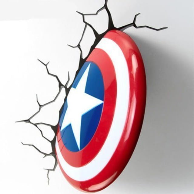 Marvel Avengers Captain America Shield HULK Deco Wall LED Night Light Toy Kids 