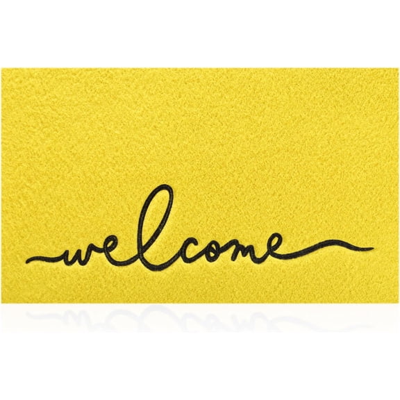 Yellow Welcome Mats for Front Door Entry Front Porch Doormat Non-Slip Carpet Rugs Floor Mat Decorative for Home Bathroom Kitchen Indoor 20x32 Inch