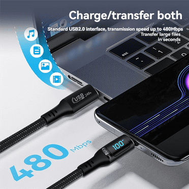 USB Type C to USB C Cable 240W PD 3.1 Fast Charging Charger USB2.0 480Mbps Type-C Digital Display Data Cable
