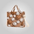 thumbnail image 2 of Corduroy Composite Fabric Tote Bag Magnetic Snap Large Capacity Crossbody Bag Beige Shoulder Strap Athletic Ball Collage Print, 2 of 7