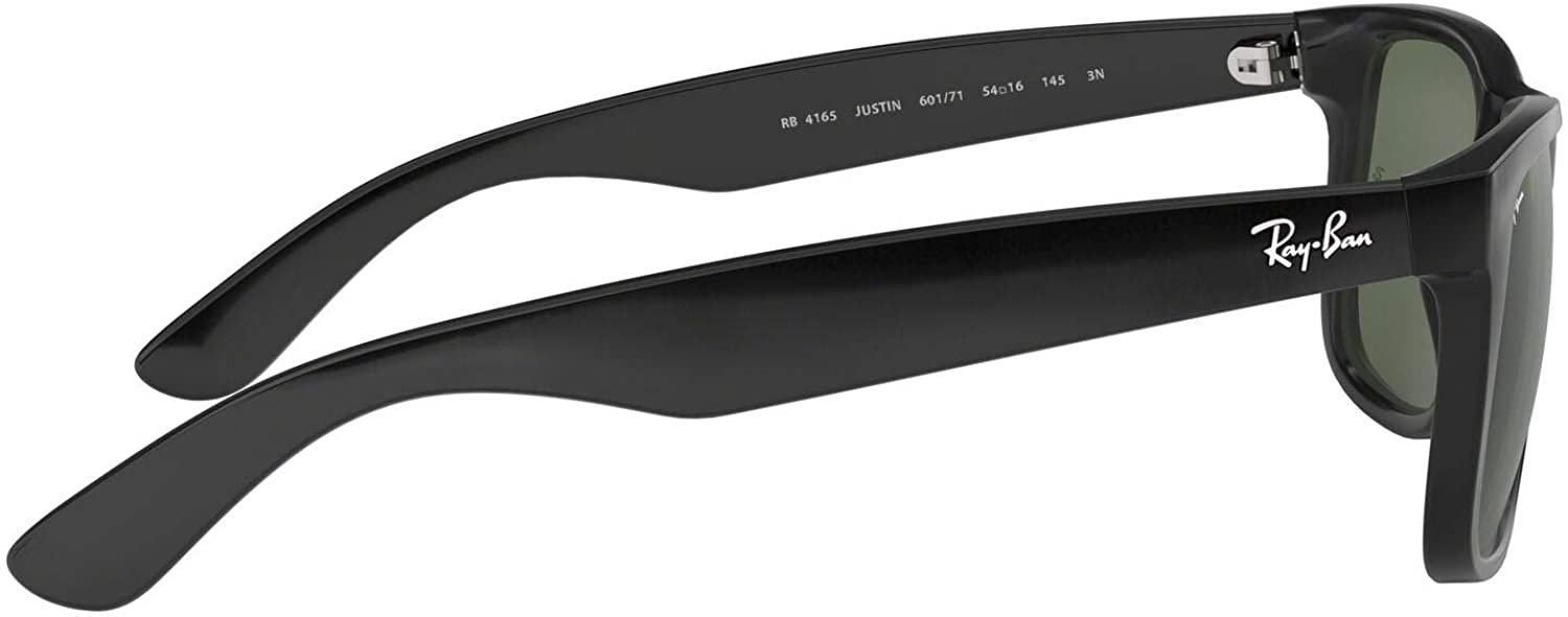 Ray Ban RB4165 JUSTIN 601/71 55M Black/Green Sunglasses For Men For Women