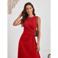 thumbnail image 4 of Elegant stylish sleeveless solid color A-line pleated dress, 4 of 4