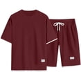 thumbnail image 4 of CIENVNSTG Men Short Sets Outfits 2 Piece Tracksuit Short Sleeve T-Shirts And Shorts Pants Casual Comfy Jogging Sweatpants Set Red 3XL, 4 of 5
