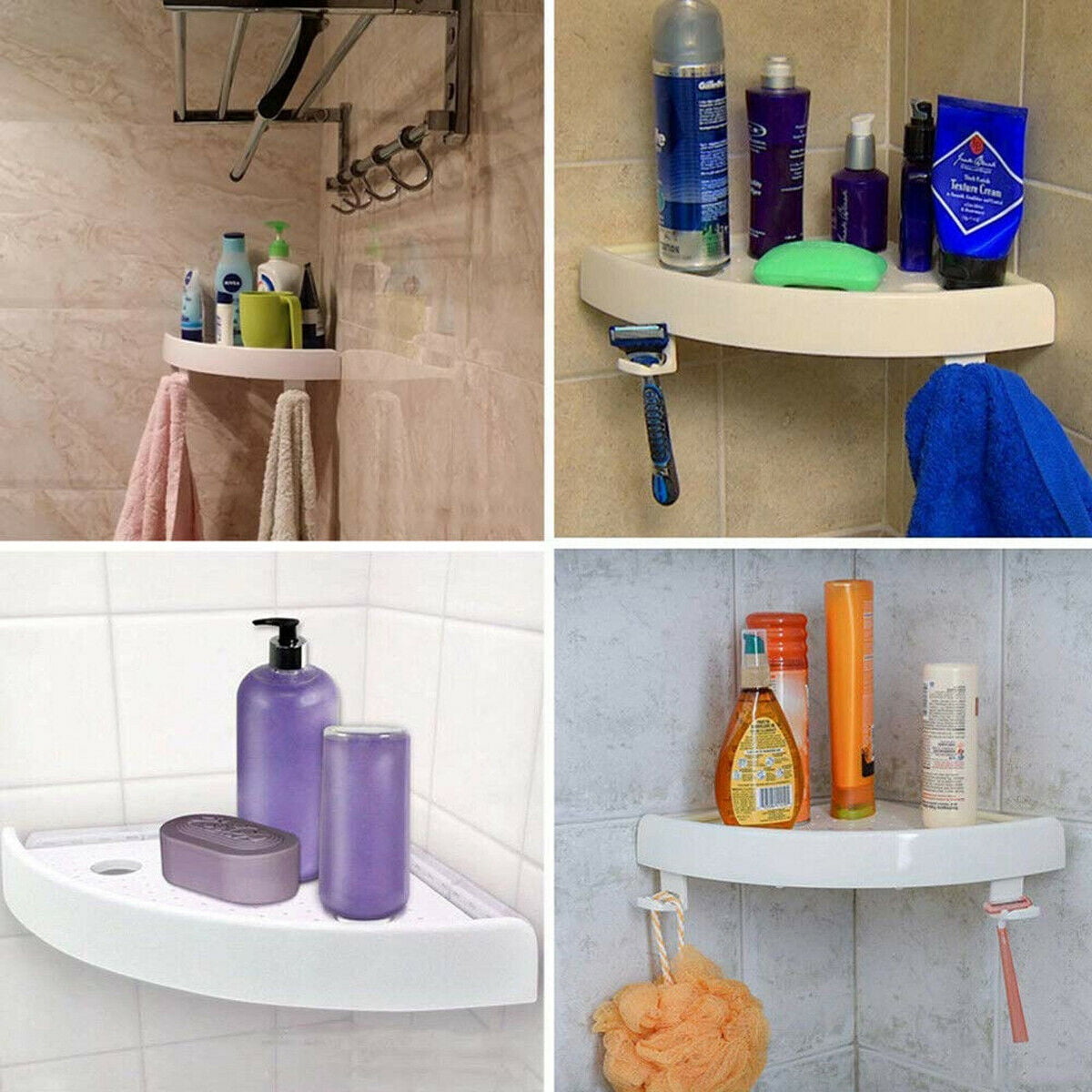 Corner Storage Holder Shelves —Bathroom Punch-free Corner Snap Up Shelf Rack new 