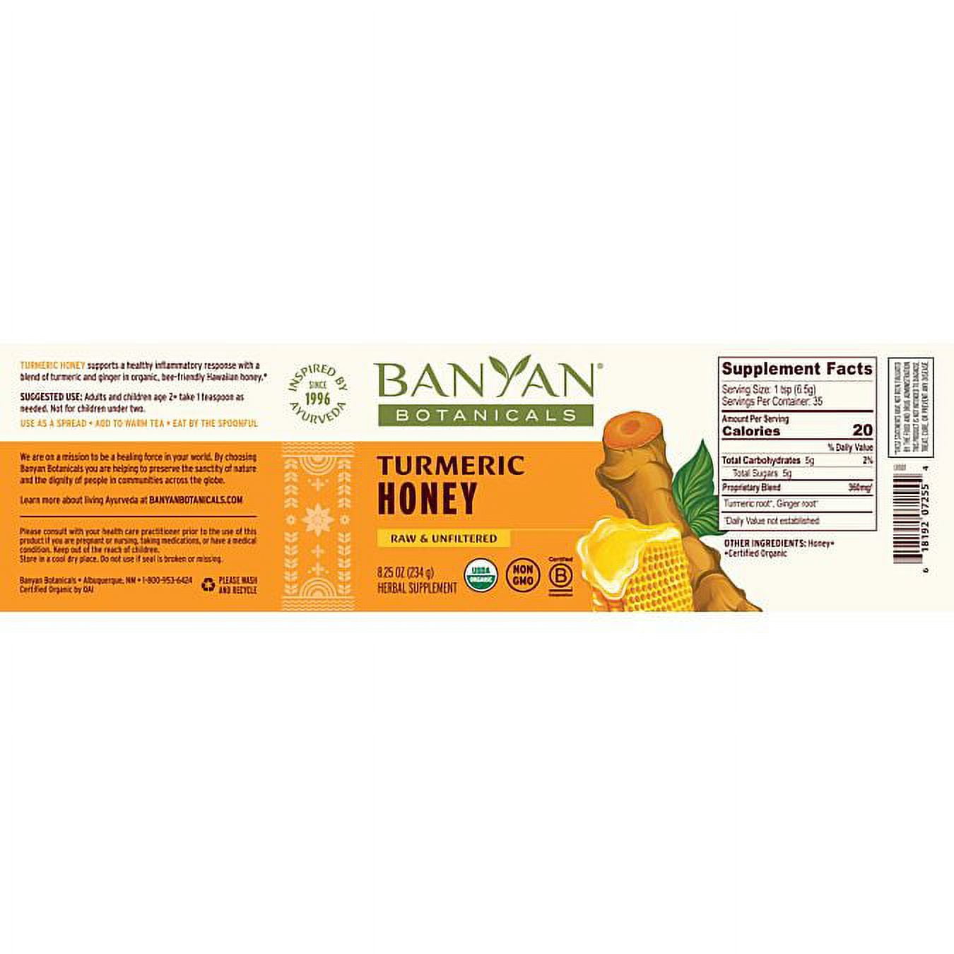 Banyan Botanicals Turmeric Honey – Organic Honey with Turmeric ­­and Ginger – Delicious Superfood Herbal Honey for Adults & Kids – 8.25 oz – Raw & Unfiltered, Pollinator-Friendly, Sustainably Sourced