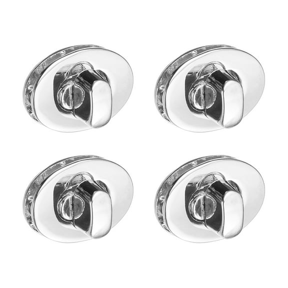 4Pack Twist Turn Lock Clasp, 24 x 16mm Closures Lock Fasteners for Purse Zinc Alloy Oval Bag Closure Clip Hardware Accessories for DIY Handbag Craft, Silver