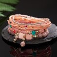 thumbnail image 4 of Pink Stackable Rainbow Vinyl Record Clay Beaded Stretch Bracelets, 4 of 5
