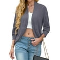 thumbnail image 4 of PINKSIR Women's 3/4 Sleeve Shrug Open Front Cropped Fashion Knit Bolero Casual Sweater Cardigan Gray XL, 4 of 6