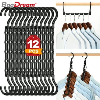 DUCOO 10-Pack Magic Space Saving Hangers (5 Holes Each) - Black, Sturdy Closet Organizers For Clothes
