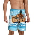thumbnail image 2 of Kdxio Animals on Noah's Ark Print Mens Sleep Shorts Bottoms Soft Comfy Pajama Wear Pants with Drawstring Pockets, 2 of 7