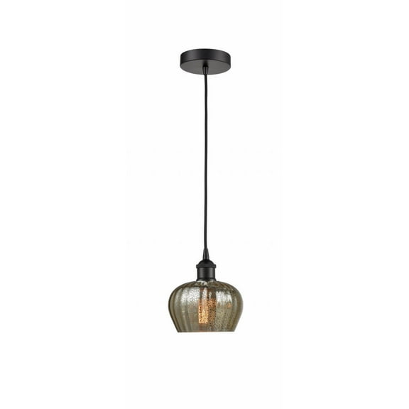 616-1P-BK-G96 Innovations Lighting Fenton - 1 Light Mini Pendant In Industrial Style-8.25 Inches Tall and 6.5 Inches Wide-Matte Black Finish-Mercury