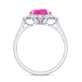 thumbnail image 2 of Rosec Jewels Created Pink Sapphire Floral Ring with Moissanite - Cocktail Ring (AAAA Grade), 925 Sterling Silver, US 4.00, 2 of 8