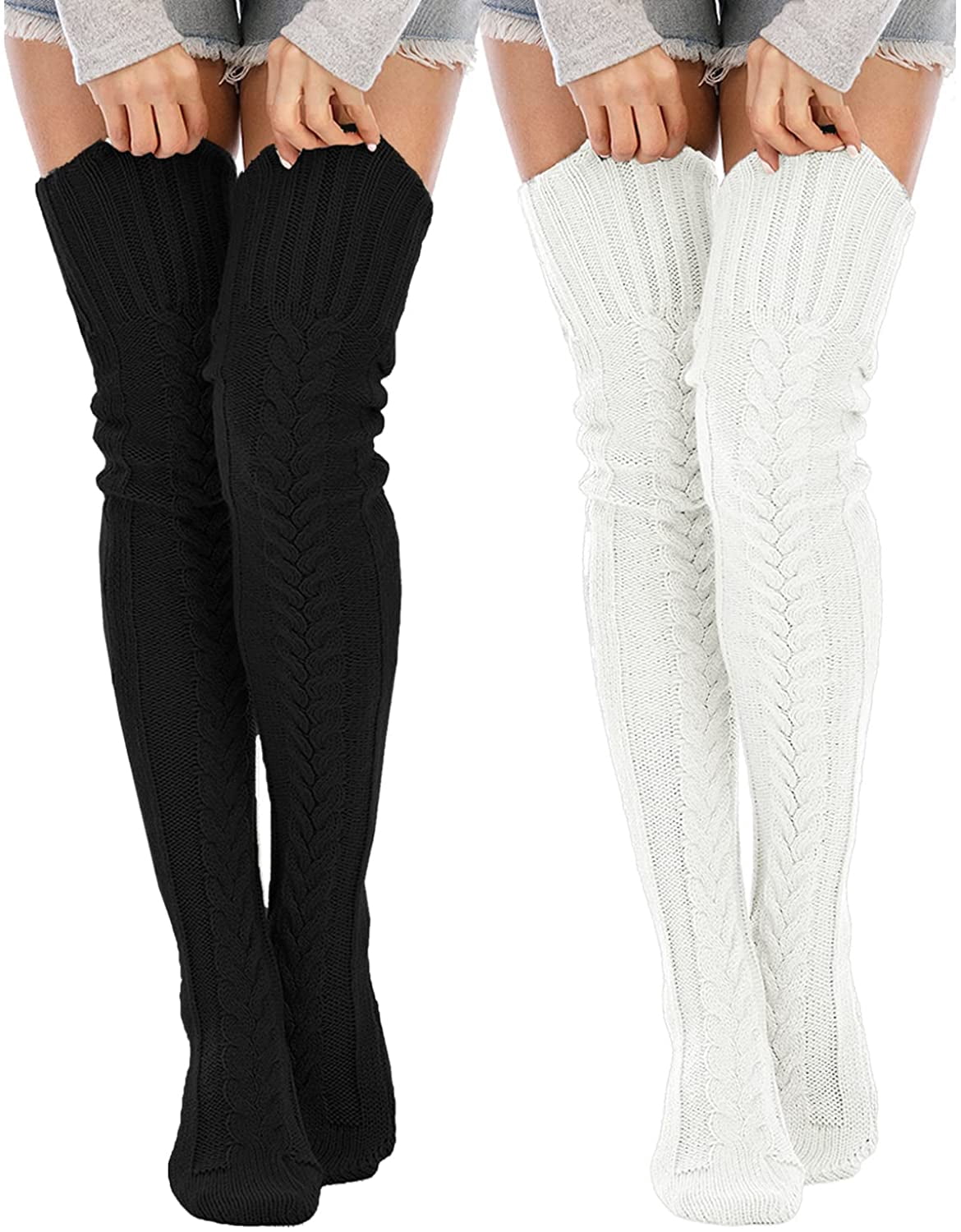 HHHC Women's Cable Knitted Thigh High 