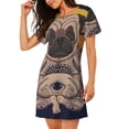 thumbnail image 2 of Fotbe Pug dog Yoga Bata de Dormir para Mujer con Estampado, Camisón de Algodón de Manga Corta, Ropa de Dormir Casual, 2 of 6