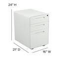 thumbnail image 6 of Flash Furniture Ergonomic 3-Drawer Mobile Locking Filing Cabinet with Anti-Tilt Mechanism and Hanging Drawer for Legal & Letter Files, White, 6 of 14