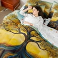 thumbnail image 4 of Castle Fairy Teens Boho Tree Of Life Bedding Comforter Set 7pcs,Hippie Abstract Stripes Queen Bedding Sets Super Cozy,Bohemian Exotic Style Queen Sheet Sets,Luxury Bedroom Decor,Reversible, 4 of 8