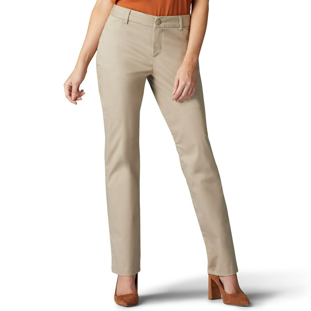 Lee - Women's Lee Wrinkle-Free Relaxed Fit Straight-Leg Pants Flax ...