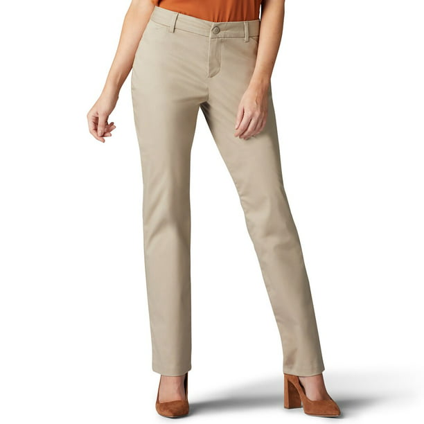 Women's Lee Wrinkle-Free Relaxed Fit Straight-Leg Pants Flax - Walmart ...