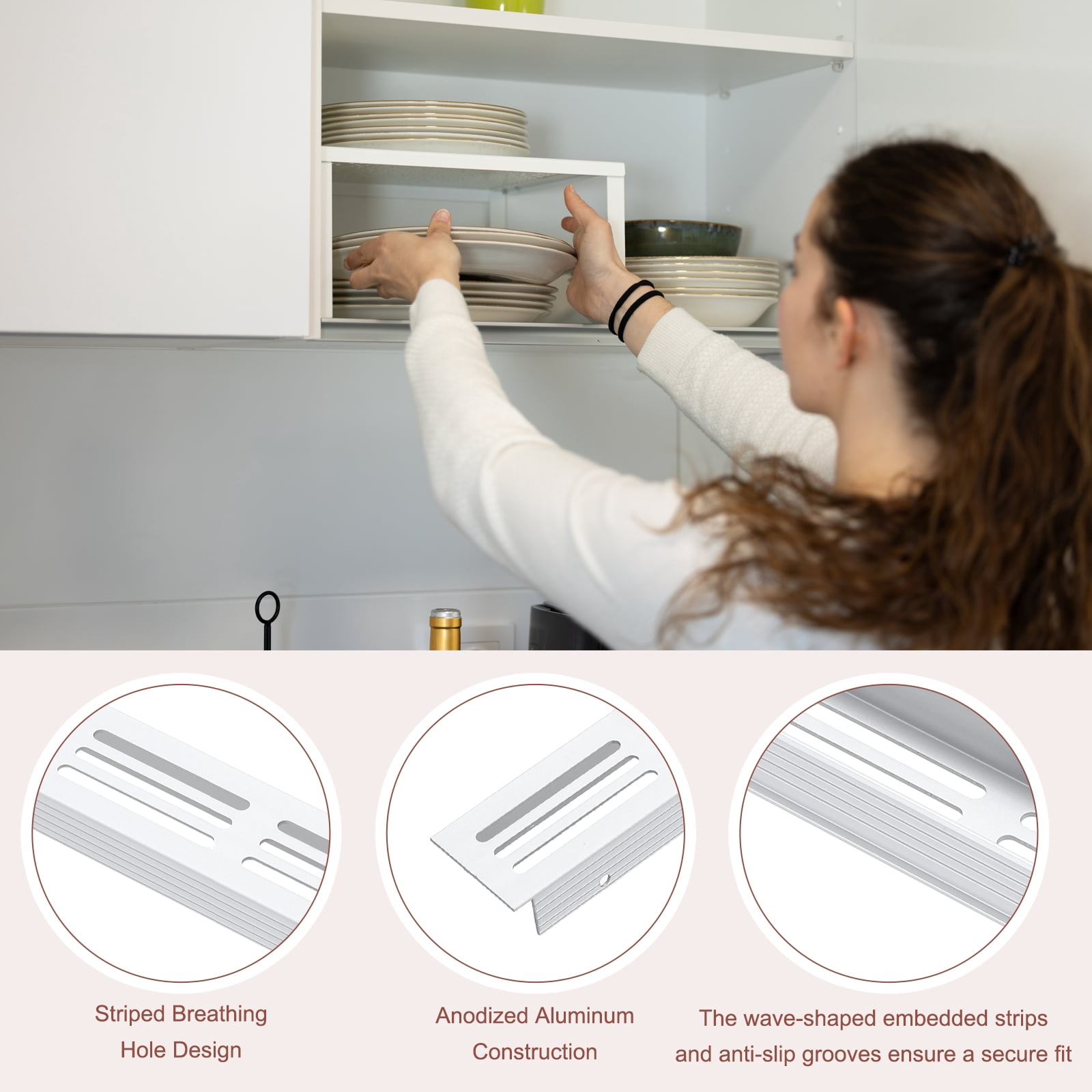 Uxcell 3 Pcs Door Air Vent Cover, 16 x 1.2 (Outer Dimensions) Inch Aluminum Louvered Ventilation Grille Rectangle Toe Kick Vent with Mounting Screws for Shoe Cabinet Wardrobe, Silver